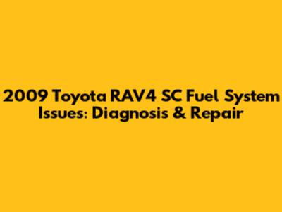 2009 Toyota RAV4 SC Fuel System Issues: Diagnosis & Repair
