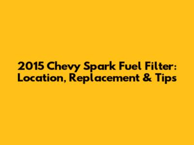 2015 Chevy Spark Fuel Filter: Location, Replacement & Tips