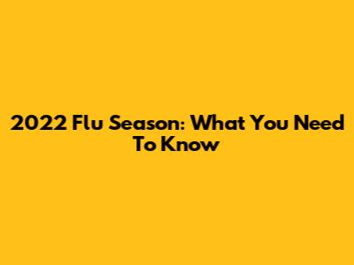 2022 Flu Season: What You Need To Know