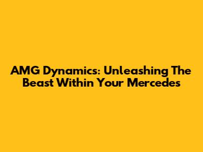 AMG Dynamics: Unleashing The Beast Within Your Mercedes