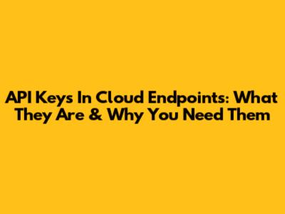 API Keys In Cloud Endpoints: What They Are & Why You Need Them