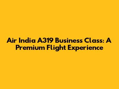 Air India A319 Business Class: A Premium Flight Experience