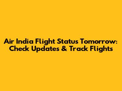 Air India Flight Status Tomorrow: Check Updates & Track Flights