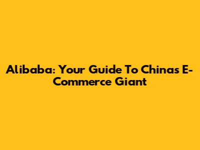 Alibaba: Your Guide To China's E-Commerce Giant