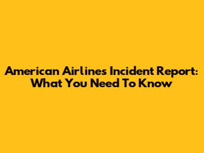 American Airlines Incident Report: What You Need To Know
