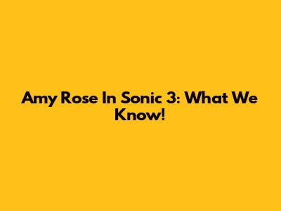 Amy Rose In Sonic 3: What We Know!