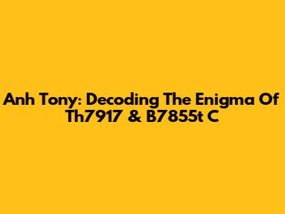 Anh Tony: Decoding The Enigma Of Th7917 & B7855t C