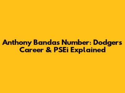 Anthony Banda's Number: Dodgers Career & PSEi Explained