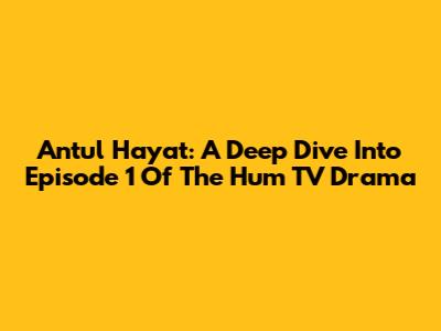 Antul Hayat: A Deep Dive Into Episode 1 Of The Hum TV Drama