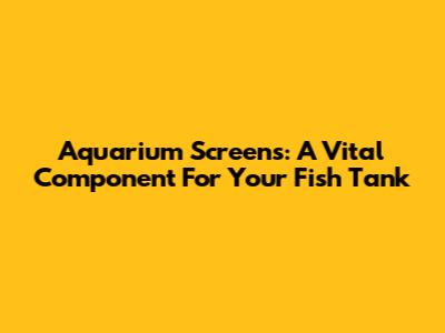 Aquarium Screens: A Vital Component For Your Fish Tank