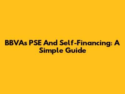 BBVA's PSE And Self-Financing: A Simple Guide