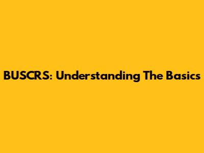 BUSCRS: Understanding The Basics