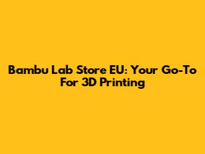 Bambu Lab Store EU: Your Go-To For 3D Printing