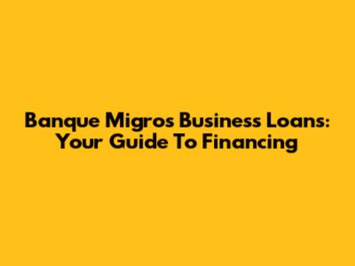Banque Migros Business Loans: Your Guide To Financing