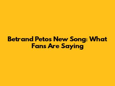 Betrand Peto's New Song: What Fans Are Saying