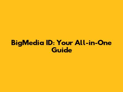 BigMedia ID: Your All-in-One Guide