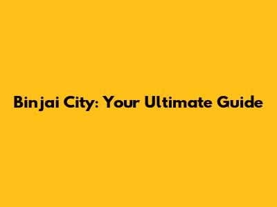 Binjai City: Your Ultimate Guide