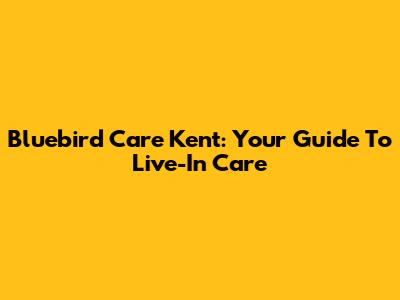 Bluebird Care Kent: Your Guide To Live-In Care