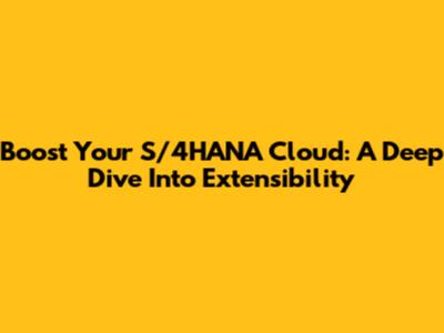 Boost Your S/4HANA Cloud: A Deep Dive Into Extensibility
