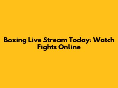 Boxing Live Stream Today: Watch Fights Online