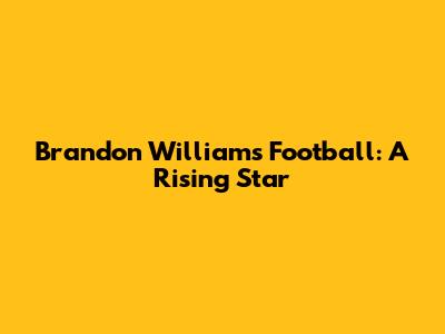 Brandon Williams Football: A Rising Star