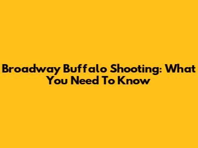 Broadway Buffalo Shooting: What You Need To Know