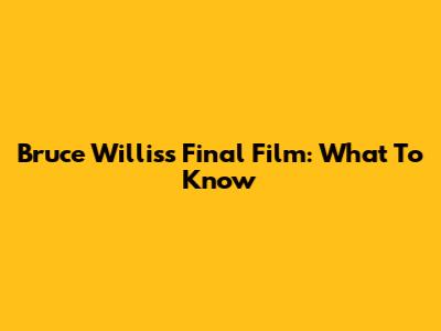 Bruce Willis's Final Film: What To Know
