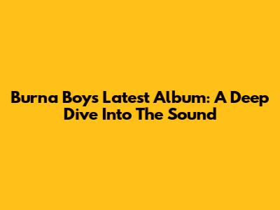 Burna Boy's Latest Album: A Deep Dive Into The Sound