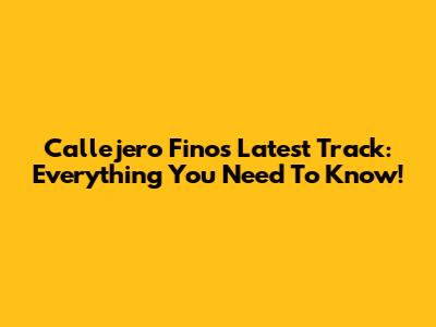 Callejero Fino's Latest Track: Everything You Need To Know!