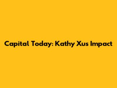 Capital Today: Kathy Xu's Impact