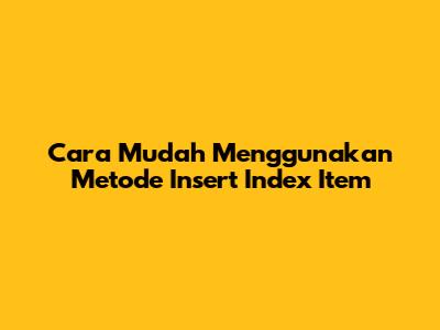 Cara Mudah Menggunakan Metode Insert Index Item