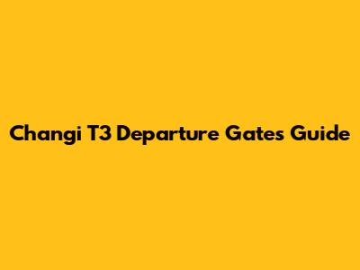 Changi T3 Departure Gates Guide