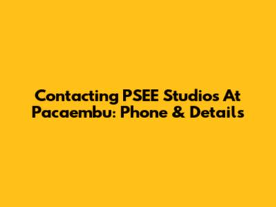 Contacting PSEE Studios At Pacaembu: Phone & Details