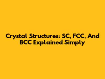 Crystal Structures: SC, FCC, And BCC Explained Simply