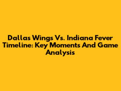 Dallas Wings Vs. Indiana Fever Timeline: Key Moments And Game Analysis