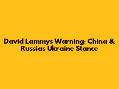 David Lammy's Warning: China & Russia's Ukraine Stance