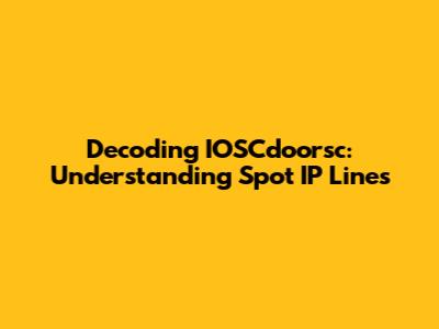 Decoding IOSCdoorsc: Understanding Spot IP Lines