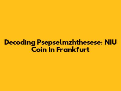 Decoding Psepselmzhthesese: NIU Coin In Frankfurt