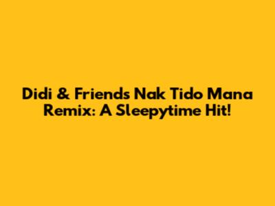Didi & Friends Nak Tido Mana Remix: A Sleepytime Hit!