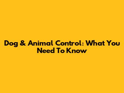 Dog & Animal Control: What You Need To Know