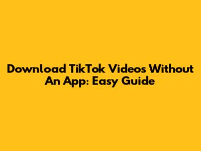 Download TikTok Videos Without An App: Easy Guide