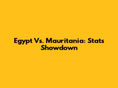 Egypt Vs. Mauritania: Stats Showdown
