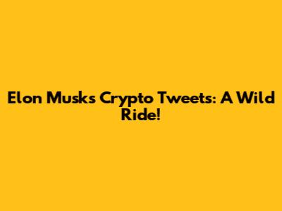 Elon Musk's Crypto Tweets: A Wild Ride!