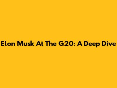 Elon Musk At The G20: A Deep Dive
