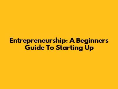 Entrepreneurship: A Beginner's Guide To Starting Up
