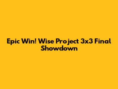 Epic Win! Wise Project 3x3 Final Showdown