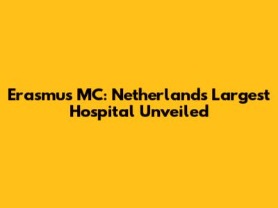 Erasmus MC: Netherlands' Largest Hospital Unveiled