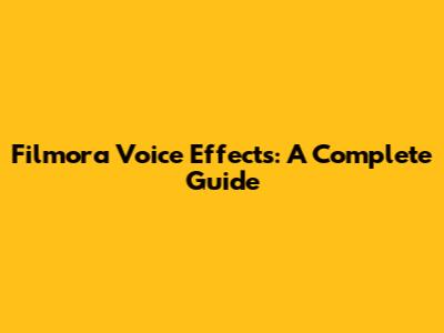 Filmora Voice Effects: A Complete Guide