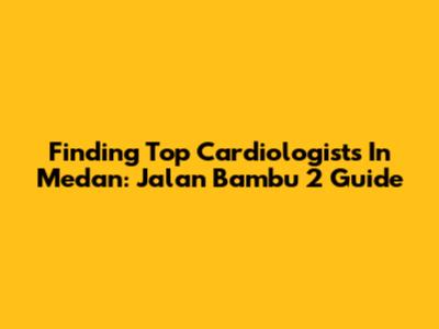 Finding Top Cardiologists In Medan: Jalan Bambu 2 Guide