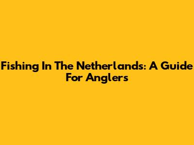 Fishing In The Netherlands: A Guide For Anglers
